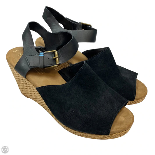 Sandals Heels Wedge By Toms In Black, Size: 10