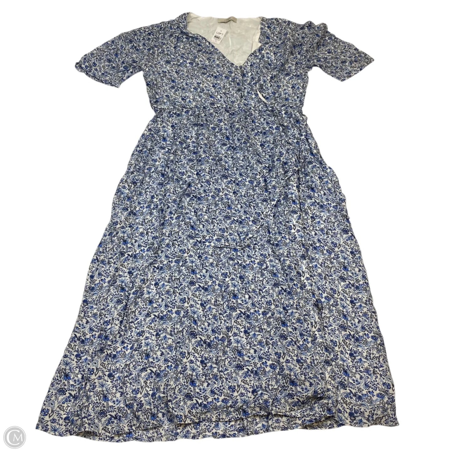 Dress Casual Midi By Loft In Blue & White, Size: L