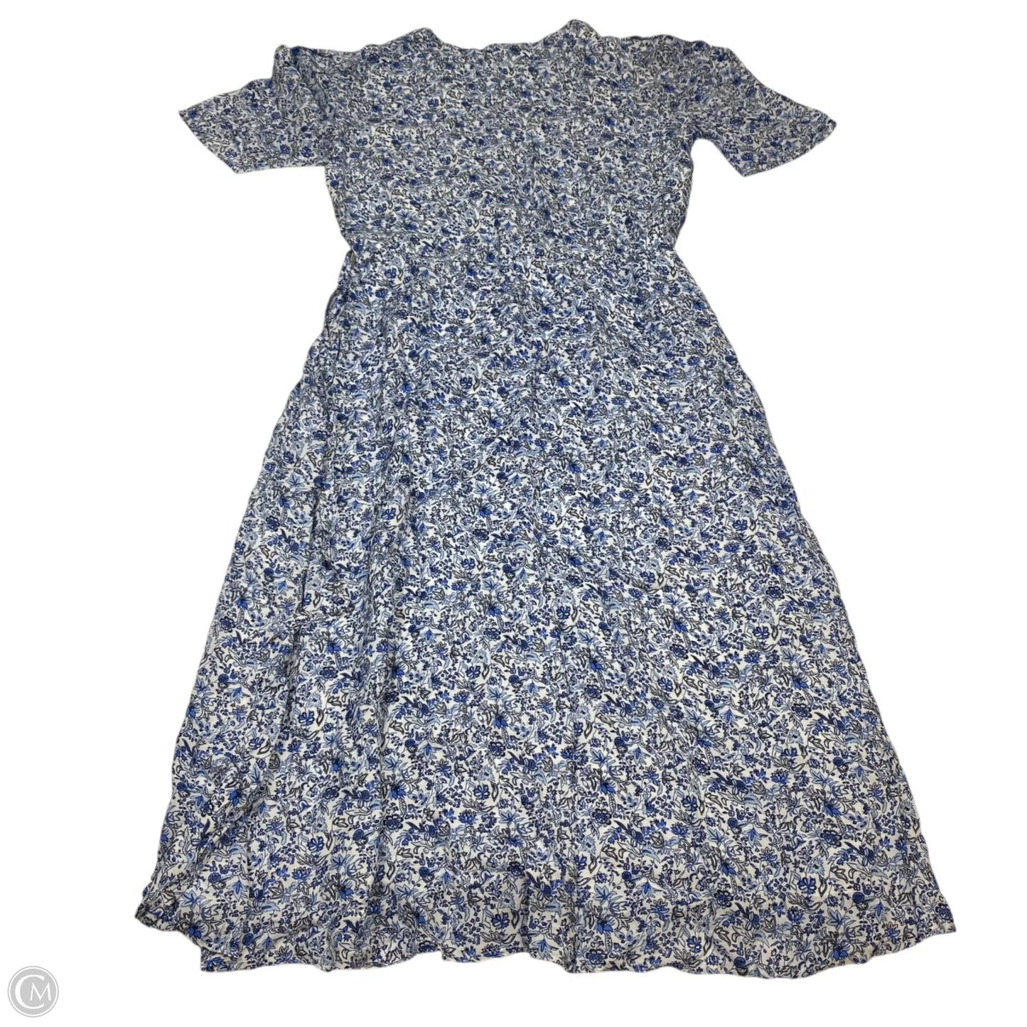 Dress Casual Midi By Loft In Blue & White, Size: L