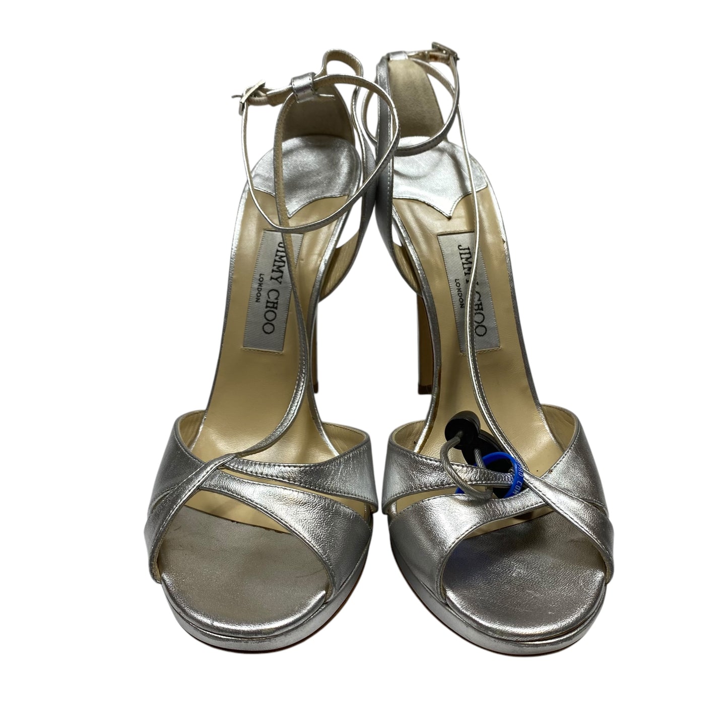 Shoes Luxury Designer By Jimmy Choo In Silver, Size: 8