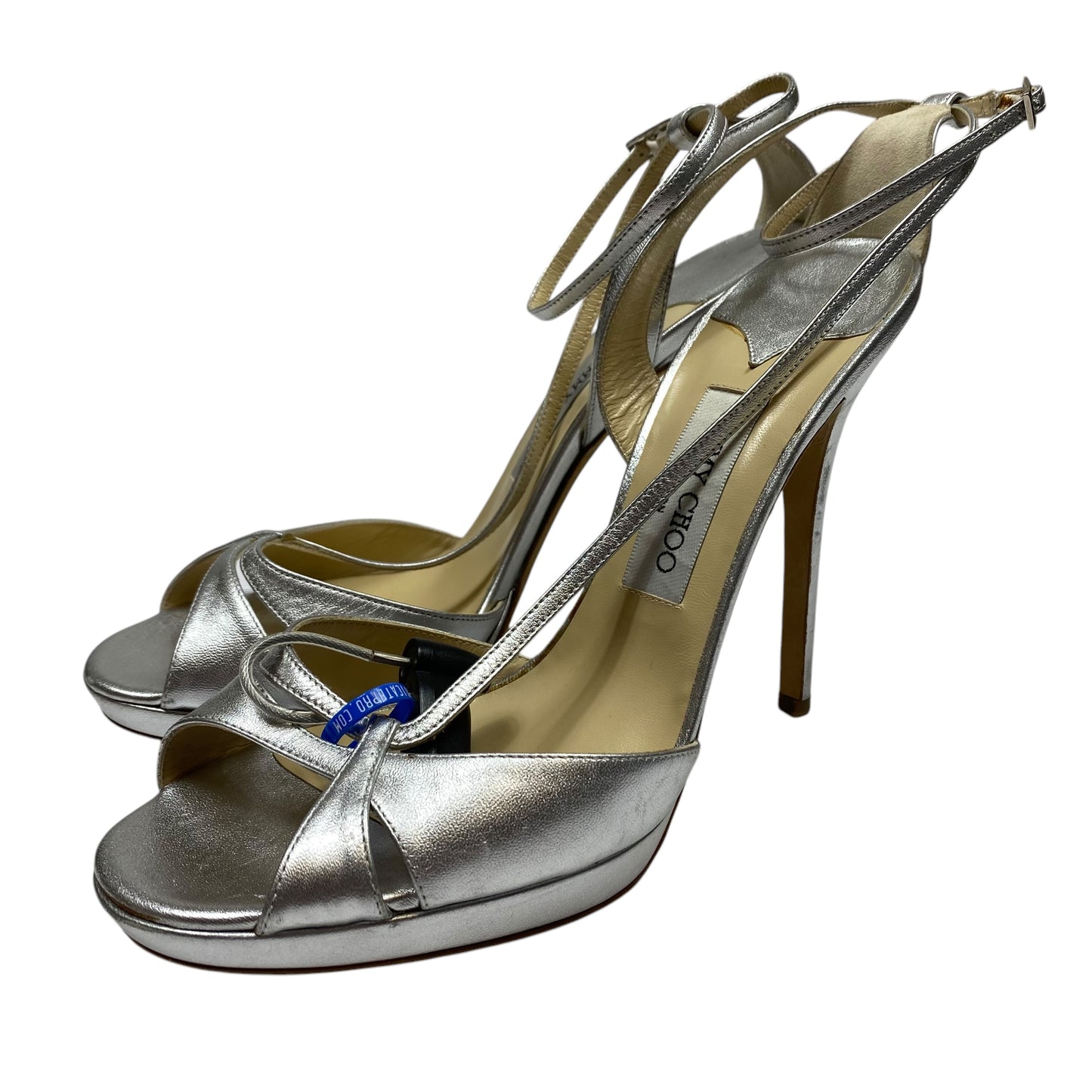 Shoes Luxury Designer By Jimmy Choo In Silver, Size: 8