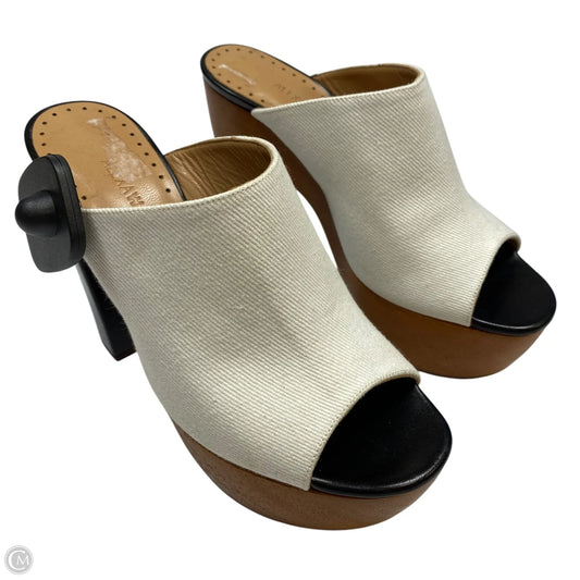 Sandals Heels Block By Alexa Wagner In Brown & Cream, Size: 7.5