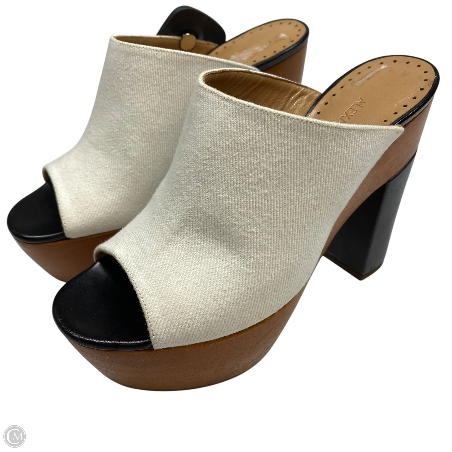 Sandals Heels Block By Alexa Wagner In Brown & Cream, Size: 7.5