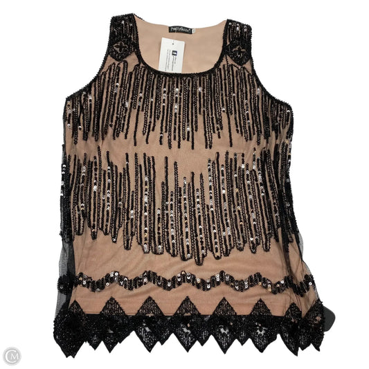 Top Sleeveless By Pretty Guide In Black & Pink, Size: Xl