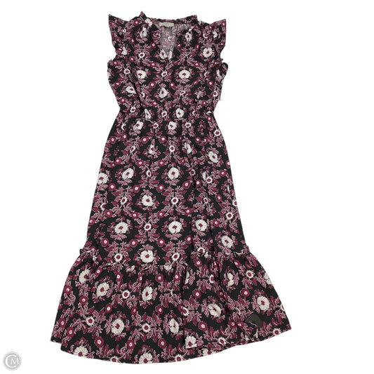 Dress Casual Midi By Loft In Black & Purple, Size: Xxsp