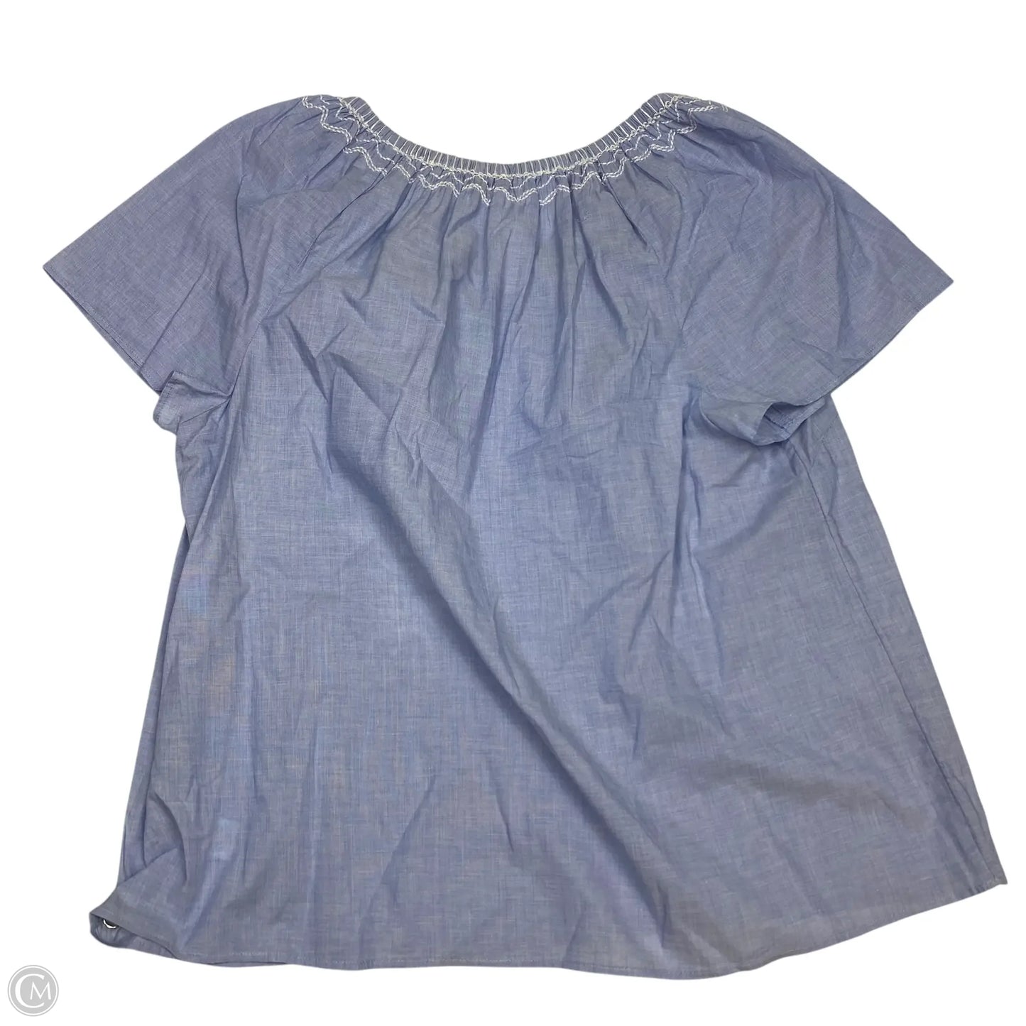 Top Short Sleeve By Talbots In Blue & White, Size: Xl