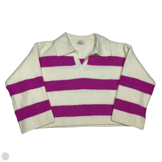 Sweater By Butter Melon In Cream & Pink, Size: L