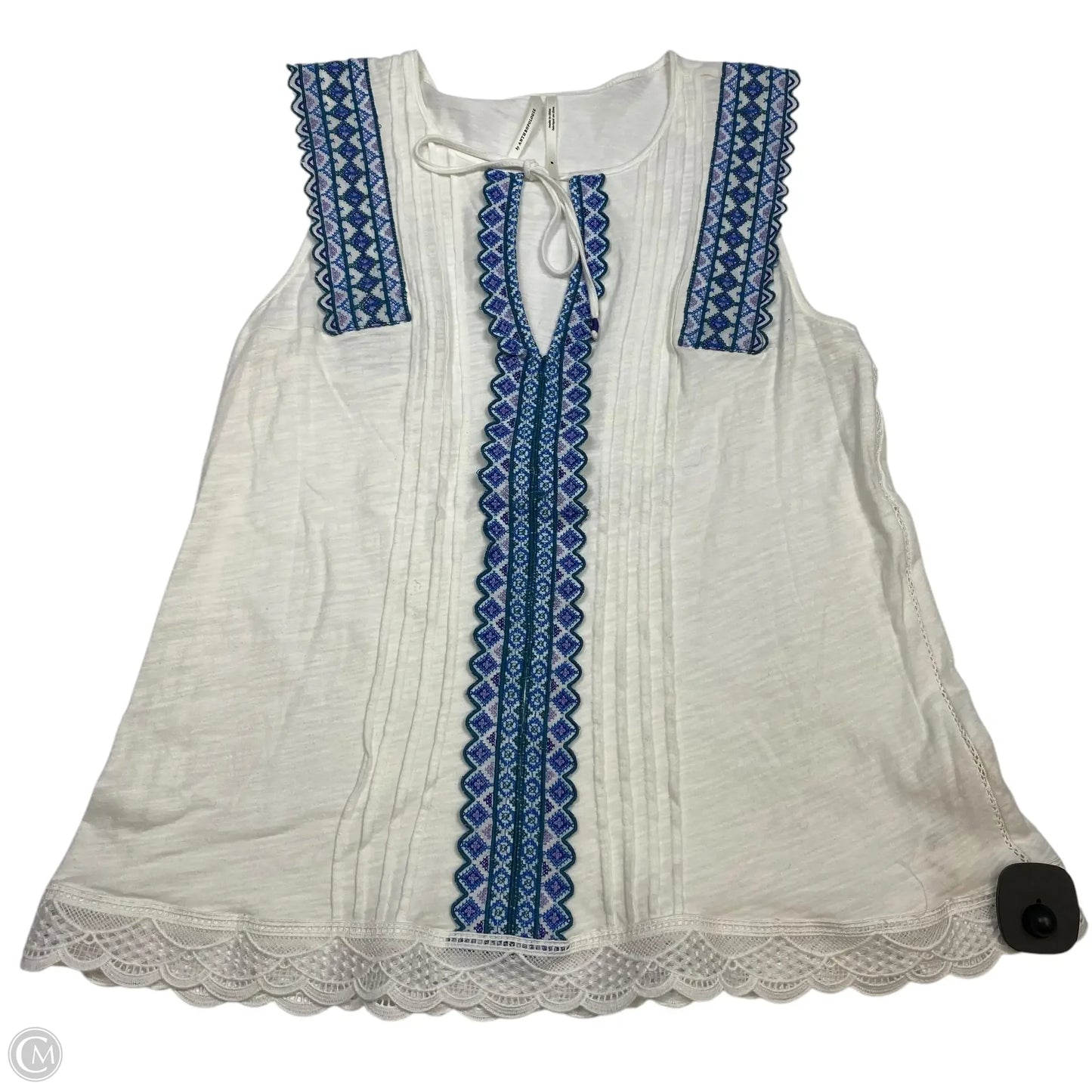 Top Sleeveless By Anthropologie In Blue & White, Size: M