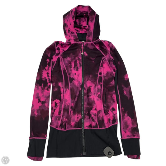 Athletic Jacket By Lululemon In Black & Pink, Size: S