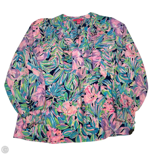 Blouse Designer By Lilly Pulitzer In Blue & Pink, Size: S