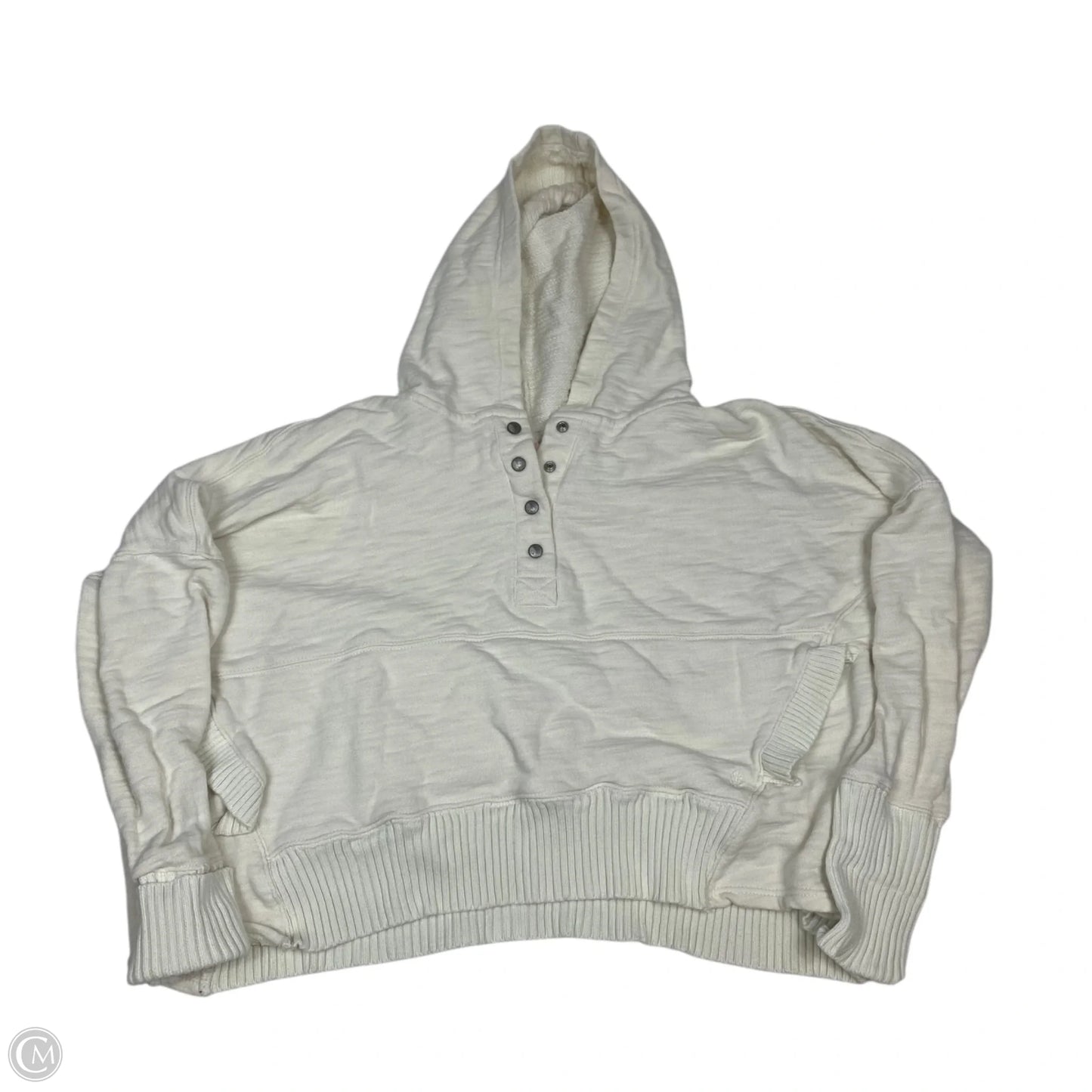 Athletic Sweatshirt Hoodie By Free People In Cream, Size: L