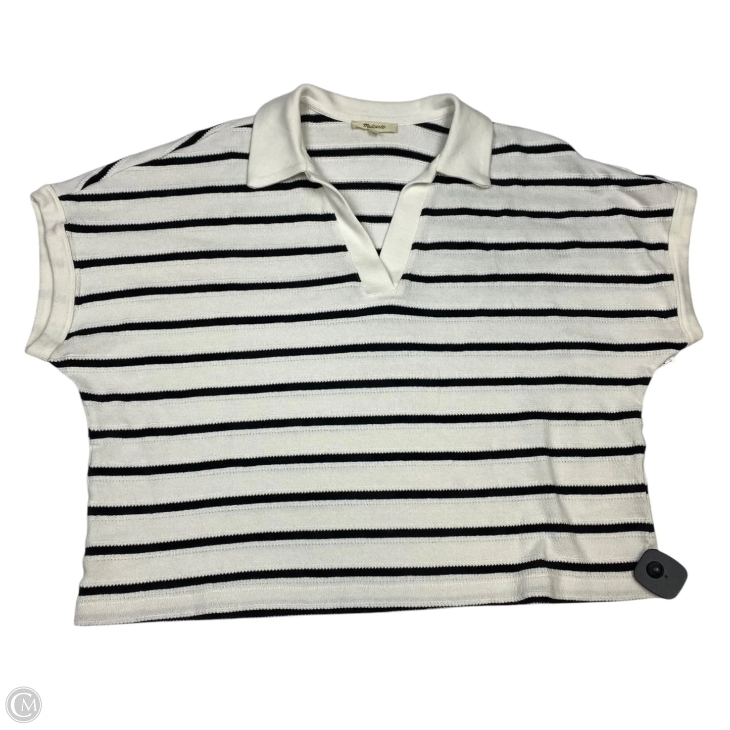 Top Short Sleeve By Madewell In Black & White, Size: L