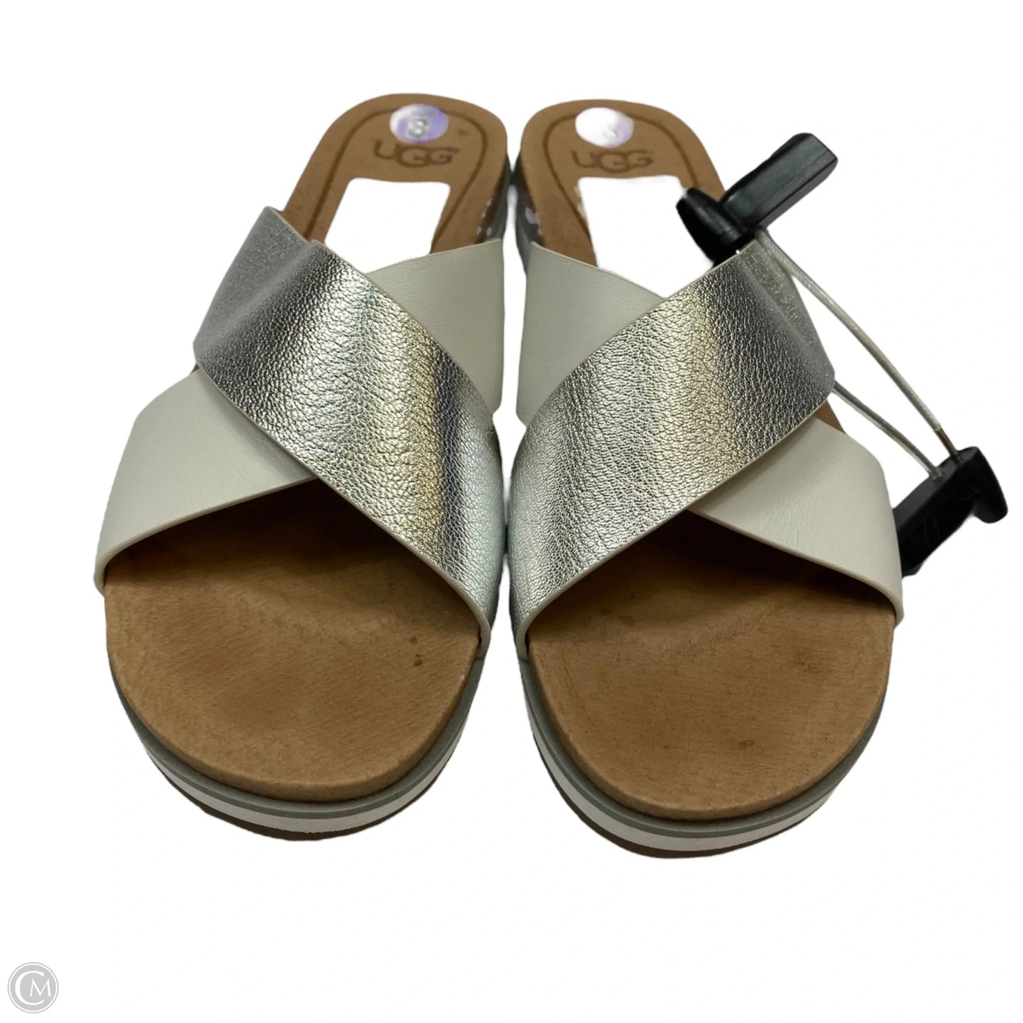 Sandals Designer By Ugg In Silver & White, Size: 8