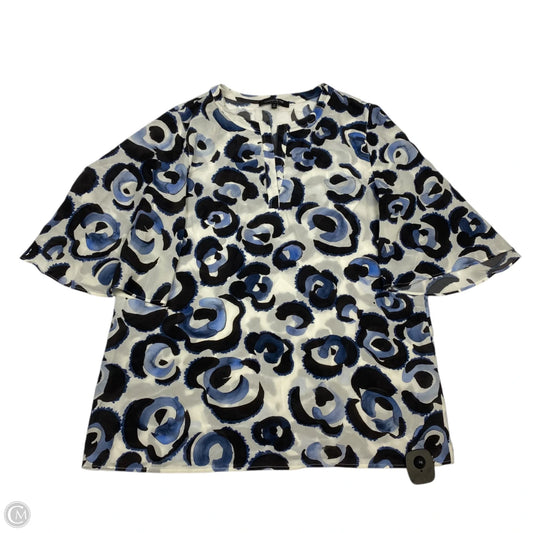 Top Short Sleeve Designer By Lafayette 148 In Blue & White, Size: S