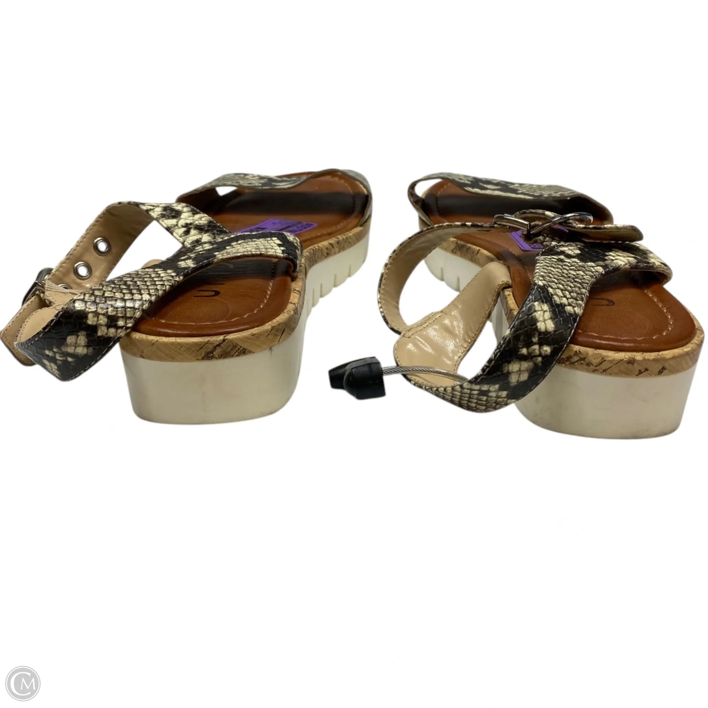 Sandals Flats By Unisa In Snakeskin Print, Size: 10
