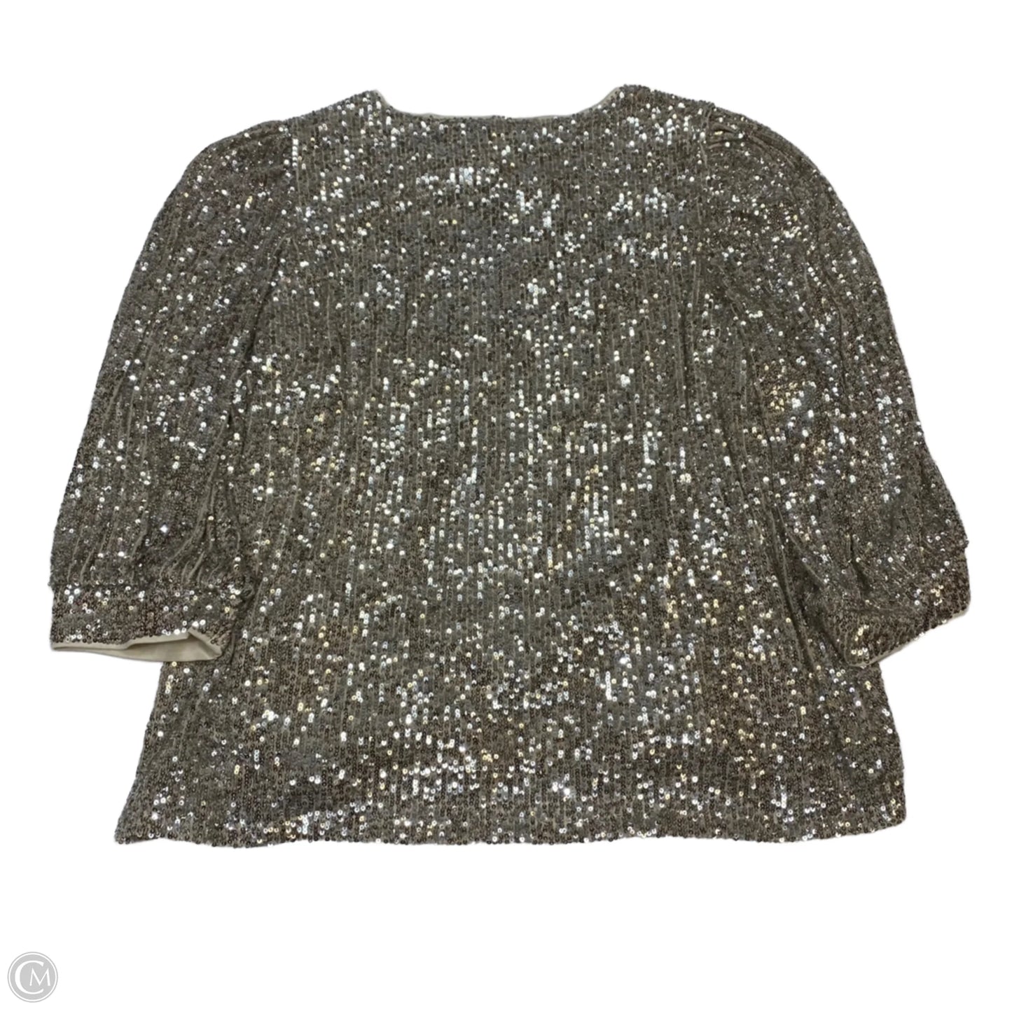 Top 3/4 Sleeve By Cable And Gauge In Silver, Size: 2x