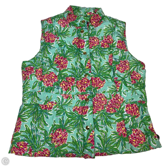 Vest Designer By Lilly Pulitzer In Green & Pink, Size: Xl