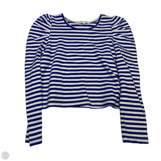 Top Long Sleeve Designer By Rebecca Minkoff In Blue & White, Size: S