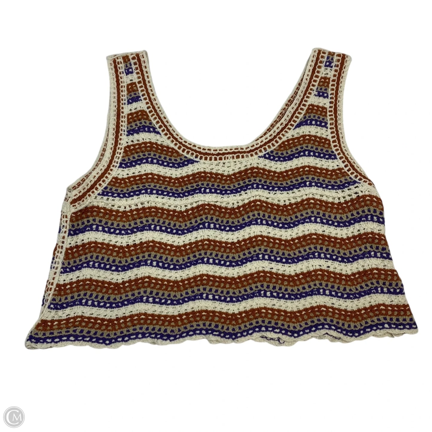 Top Sleeveless By Rebellion In Brown & Cream, Size: S
