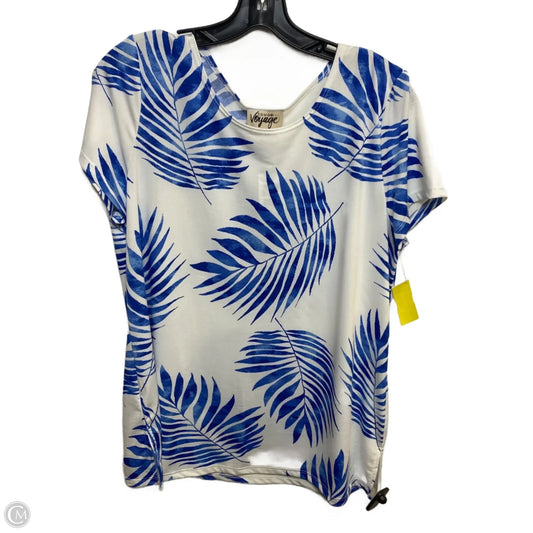 Top Short Sleeve By Como Voyage In Blue & White, Size: Xl