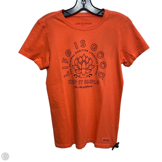 Top Short Sleeve Basic By Life Is Good In Orange, Size: Xs