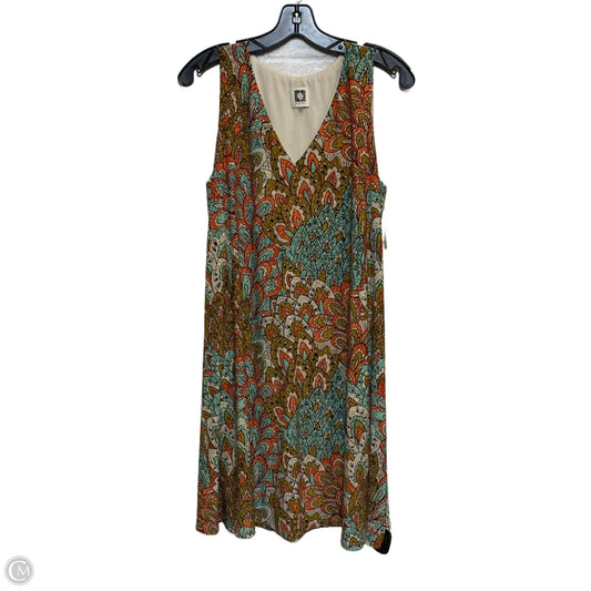 Dress Casual Short By Anne Klein In Green & Orange, Size: M