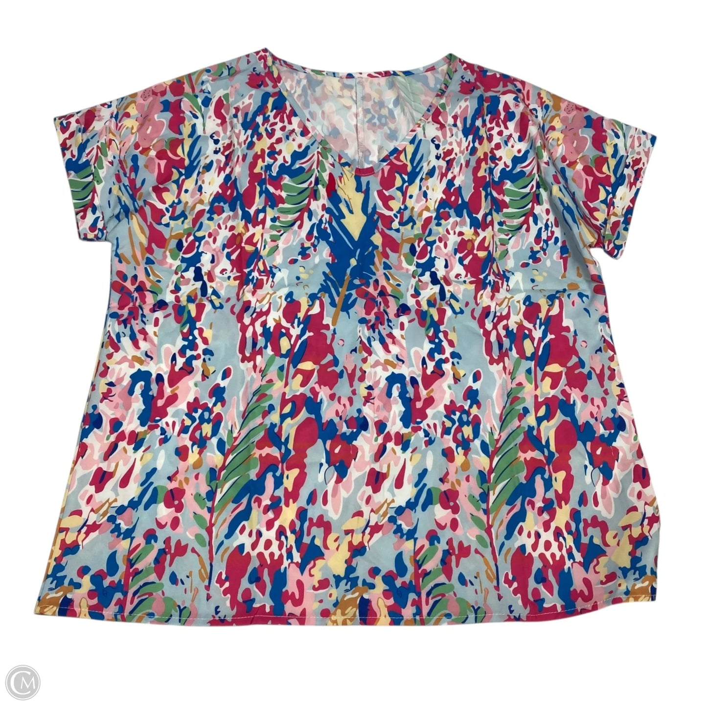 Top Short Sleeve By Cmf In Blue & Pink, Size: L