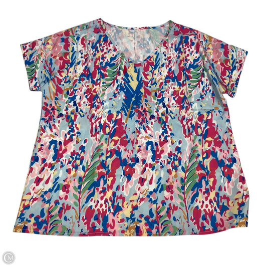 Top Short Sleeve By Cmf In Blue & Pink, Size: L