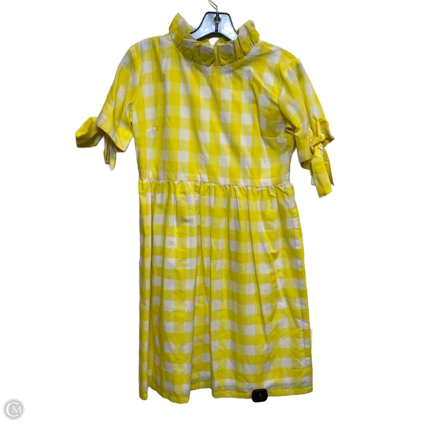 Dress Casual Short By Elizabeth Wilson In White & Yellow, Size: S
