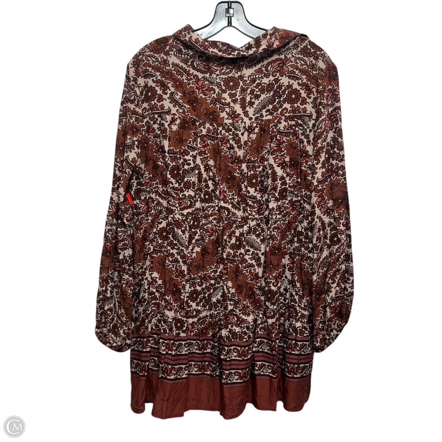 Top Long Sleeve By Olivaceous In Red & Tan, Size: M