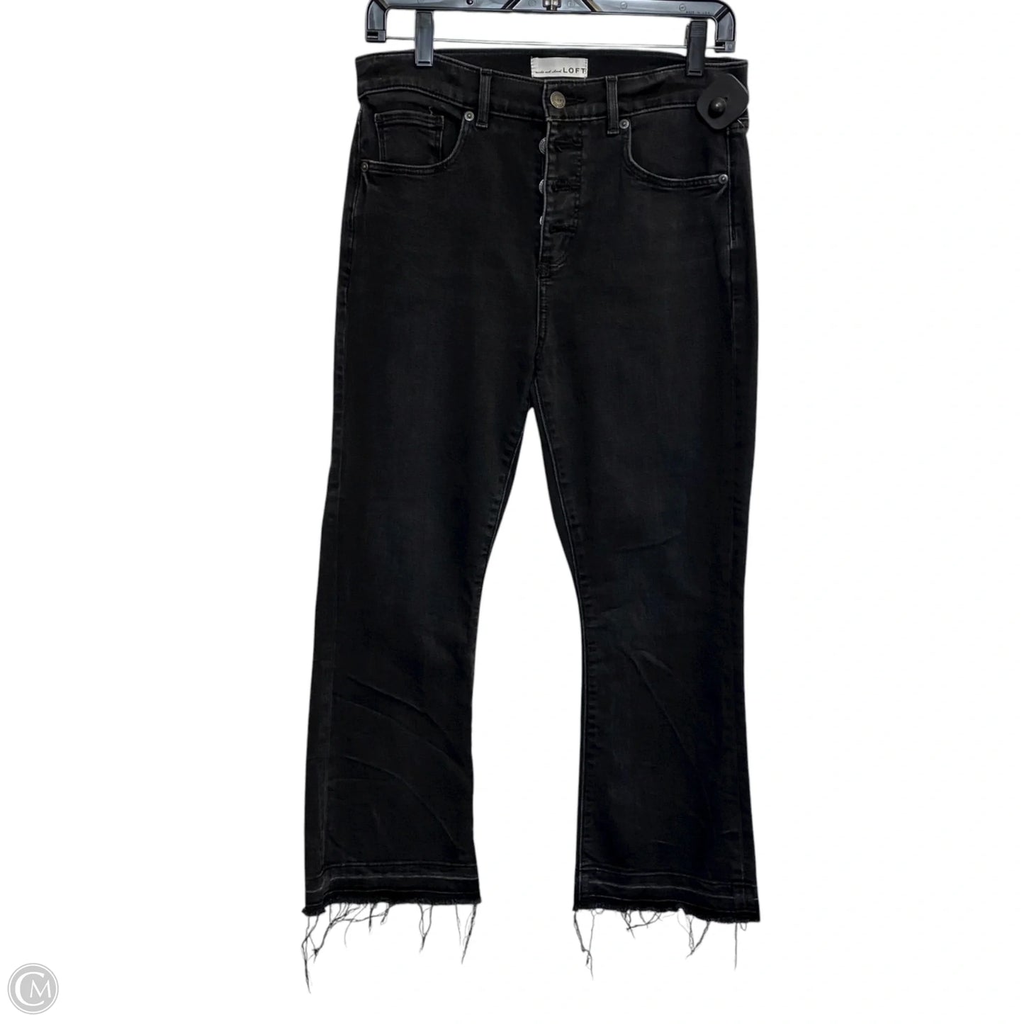 Jeans Cropped By Loft In Black Denim, Size: 8