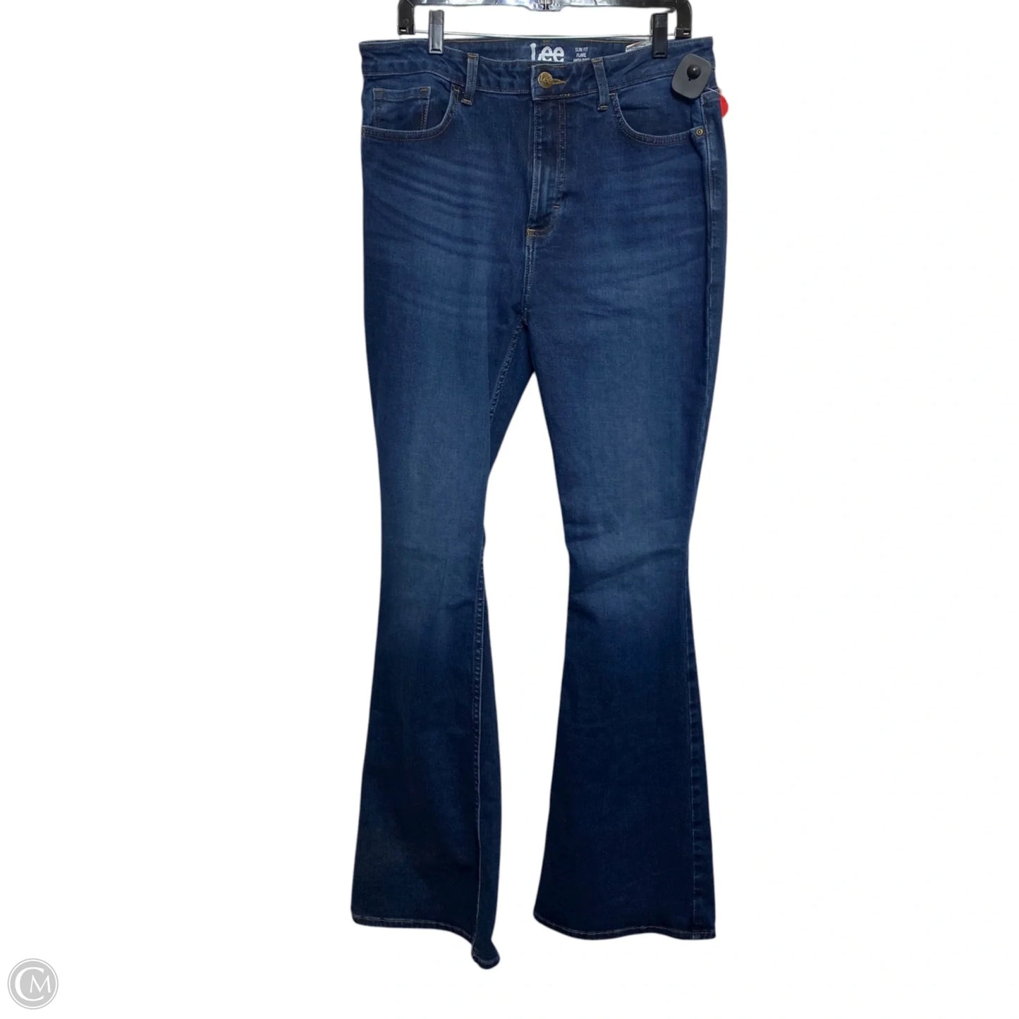 Jeans Flared By Lee In Blue Denim, Size: 14l