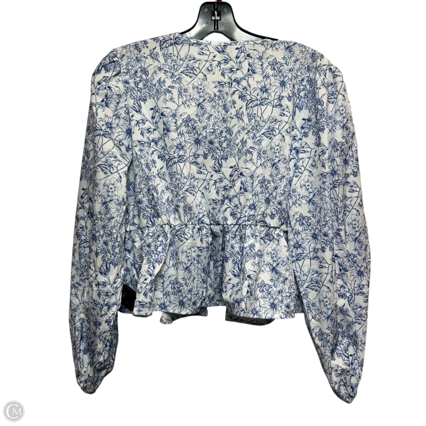 Top Long Sleeve By Shein In Blue & White, Size: S