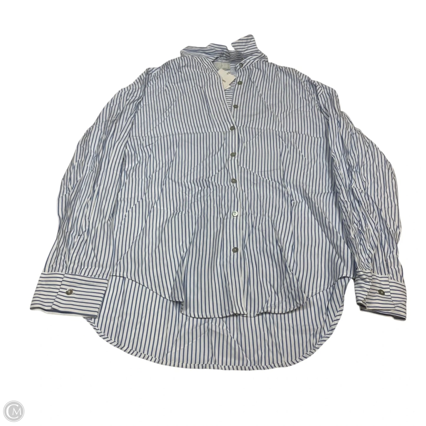 Top Long Sleeve By Q2 In Blue & White, Size: L