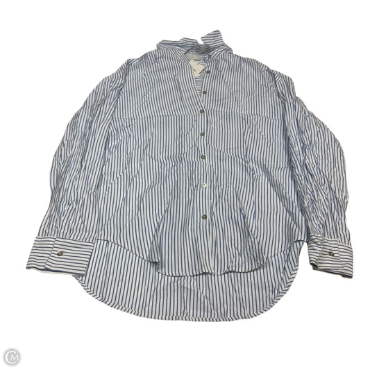 Top Long Sleeve By Q2 In Blue & White, Size: L