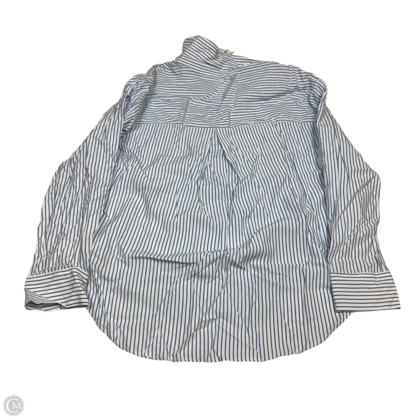 Top Long Sleeve By Q2 In Blue & White, Size: L