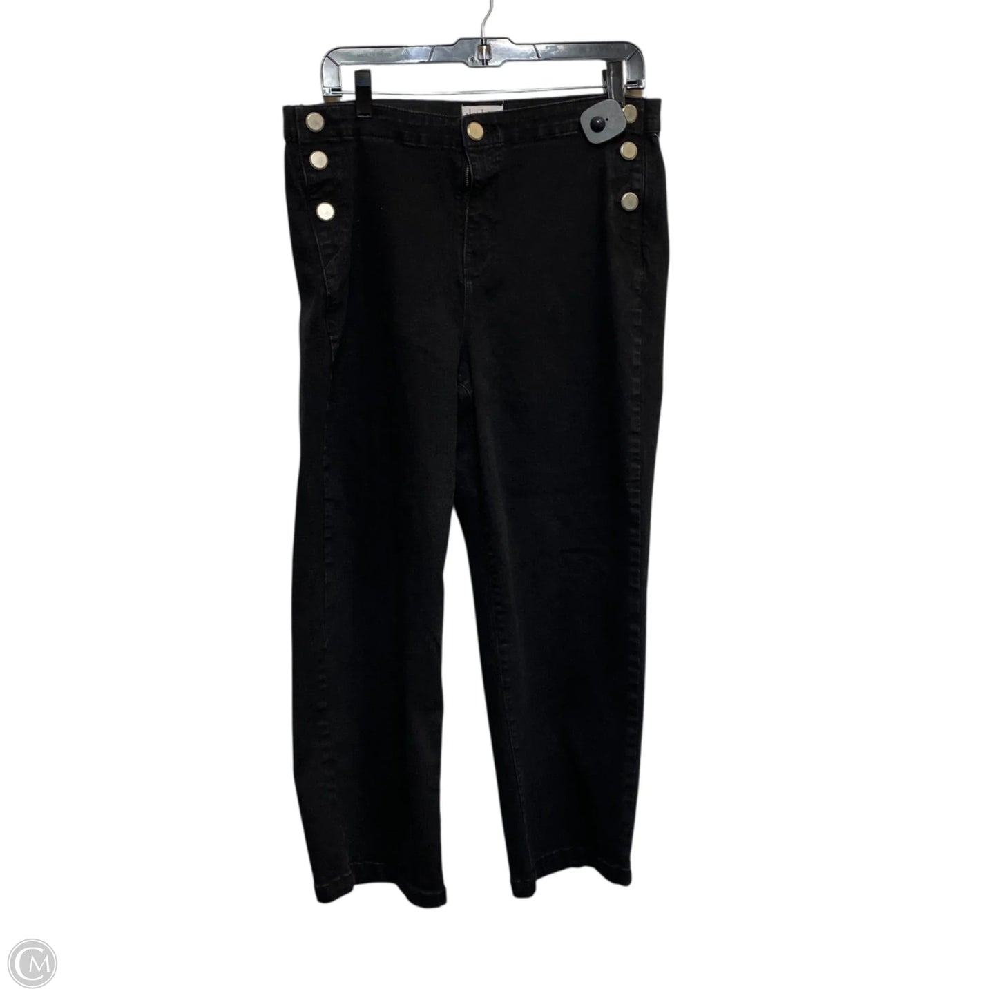 Jeans Wide Leg By Nicole Miller In Black Denim, Size: 14