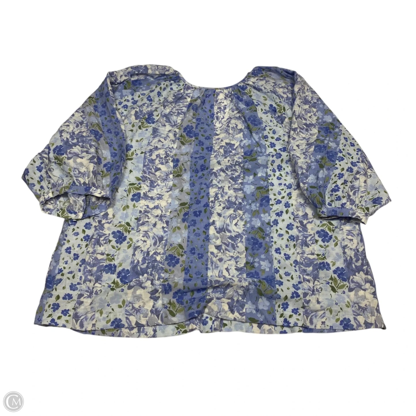 Top 3/4 Sleeve By Lc Lauren Conrad In Blue & White, Size: Xlp