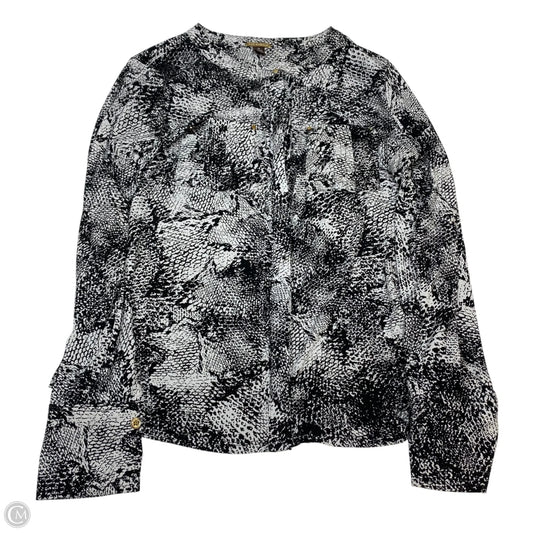 Top Long Sleeve By Dana Buchman In Black & White, Size: M