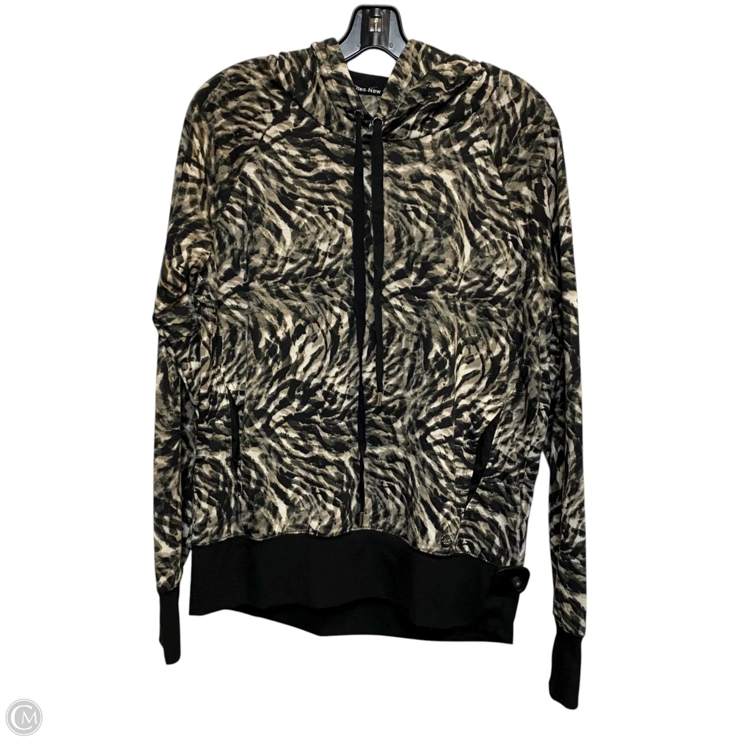 Athletic Sweatshirt Hoodie By Jones New York In Black & Cream, Size: M