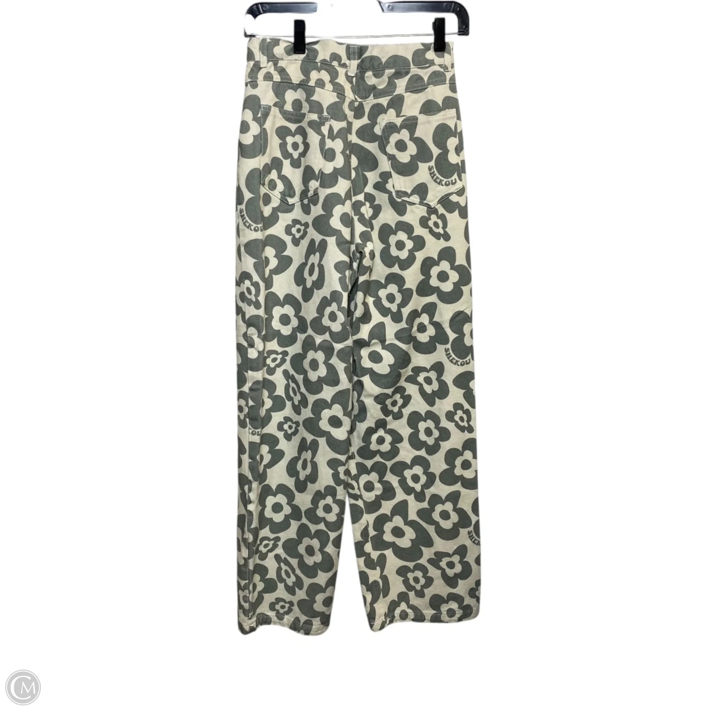 Jeans Wide Leg By Shekou In Cream & Grey, Size: S