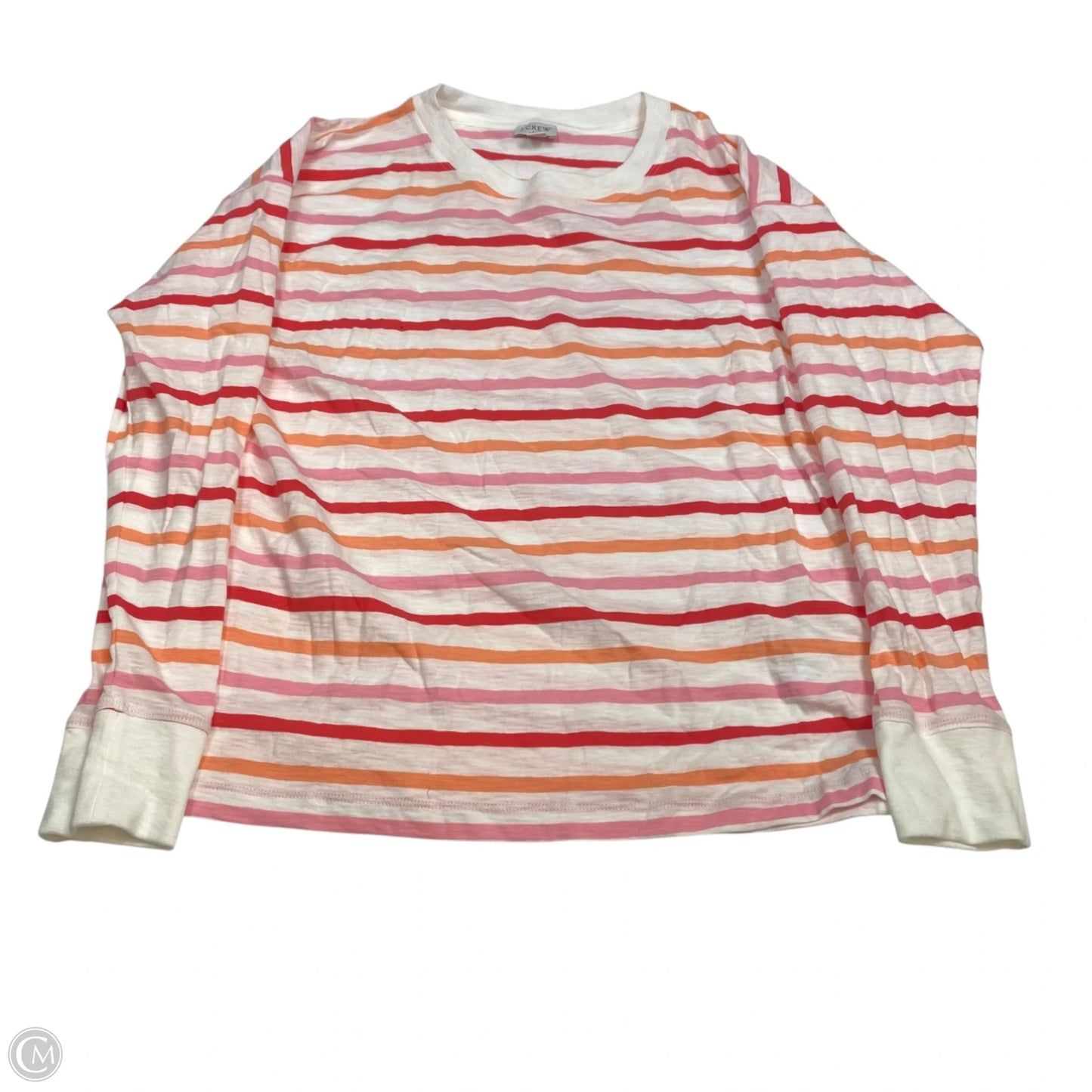 Top Long Sleeve Basic By J. Crew In Pink & White, Size: M