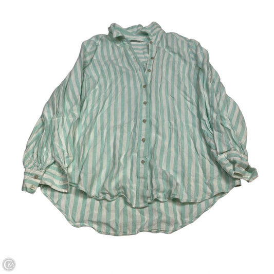 Top Long Sleeve By Lc Lauren Conrad In Cream & Green, Size: S