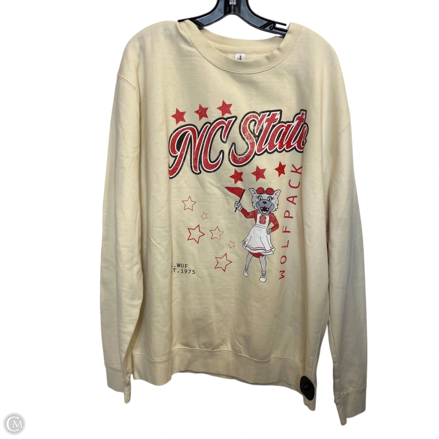 Sweatshirt Crewneck By Just Hoods In Cream, Size: Xxl