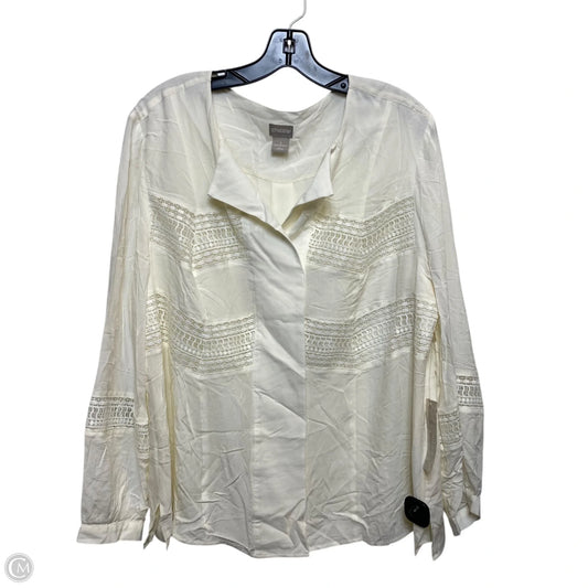 Blouse Long Sleeve By Chicos In Cream, Size: Xl