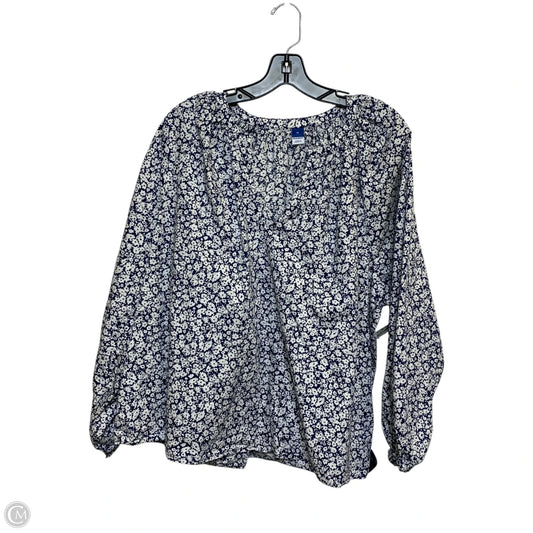 Top Long Sleeve By Old Navy In Blue & White, Size: Xl