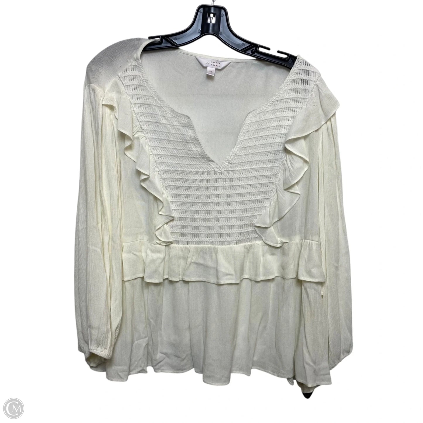 Top Long Sleeve By Lc Lauren Conrad In Cream, Size: Xl