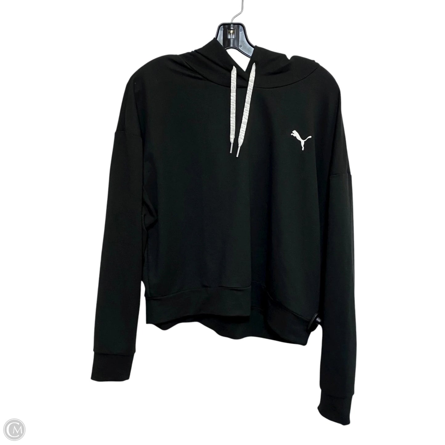 Athletic Top Long Sleeve Hoodie By Puma In Black, Size: L