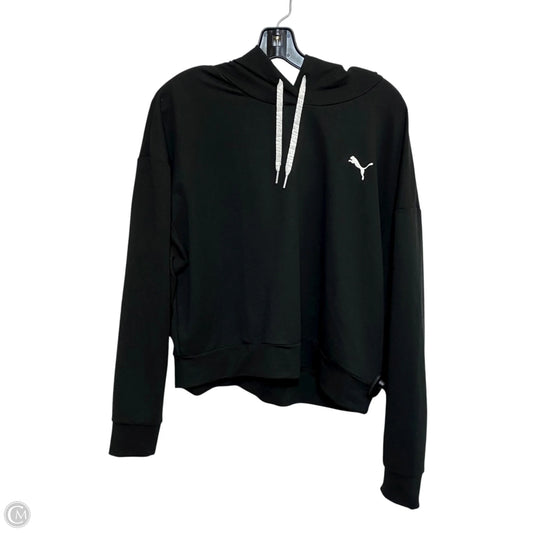 Athletic Top Long Sleeve Hoodie By Puma In Black, Size: L