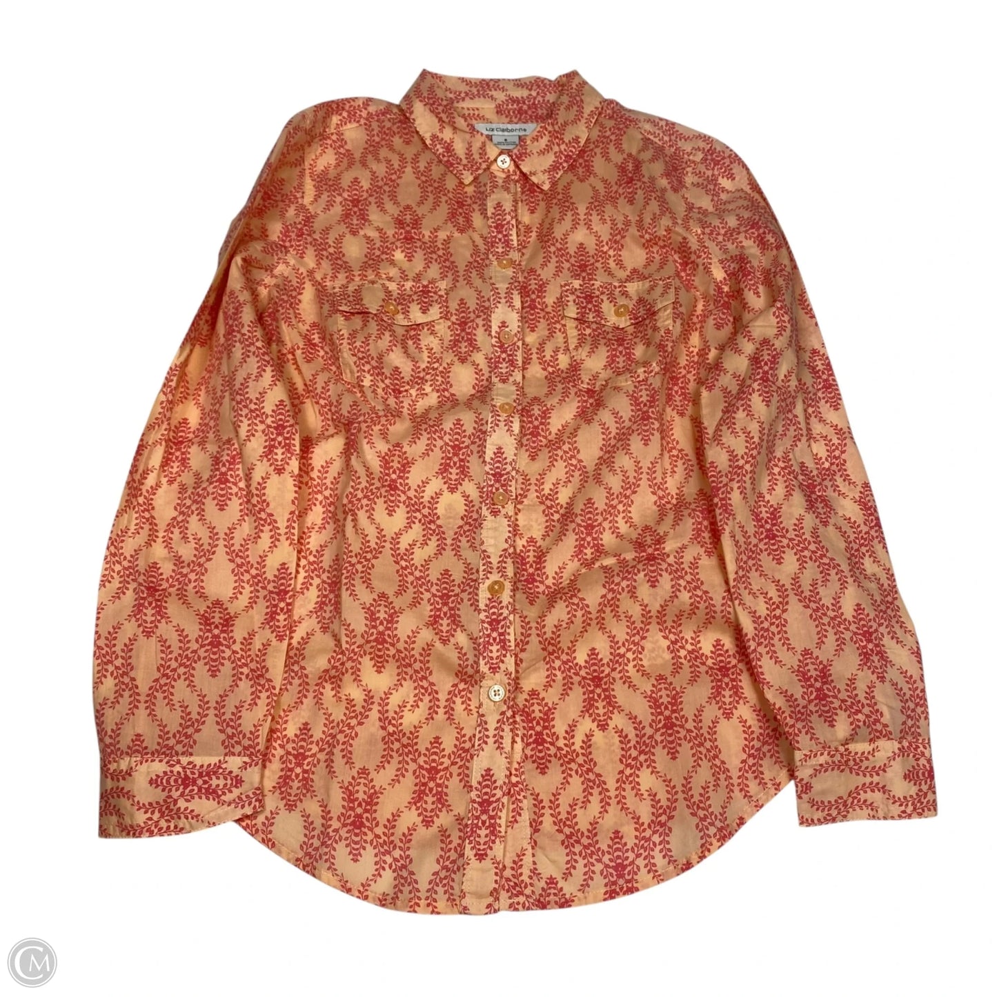 Top Long Sleeve By Liz Claiborne In Orange & Pink, Size: S